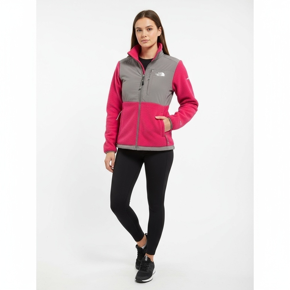 The North Face Denali Fleece Full-Zip Winter Jacket Womens Small Pink Grey